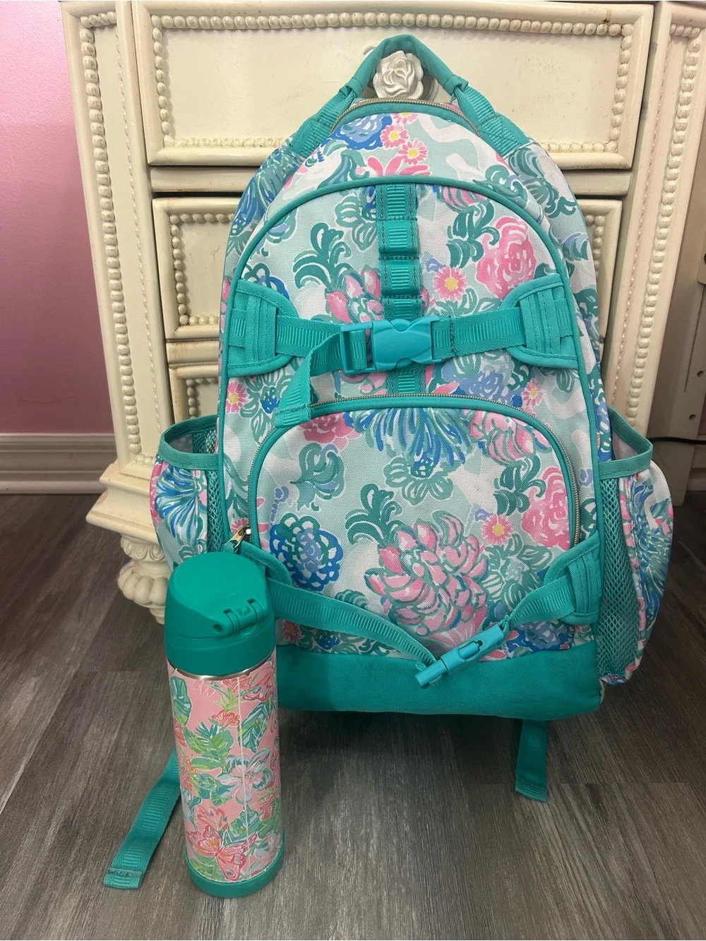 Lilly Pulitzer Pottery Barn Kids Mackenzie backpack with water bottle